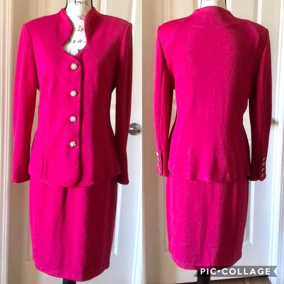 St. John Dresses & Skirts - St. John Evening Fuchsia Classic Skirt Suit Size 8